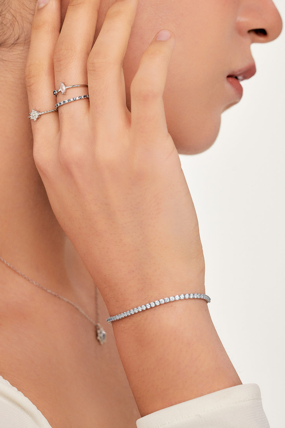 NORA Tennis Paperclip Chain Sterling Silver Earrings Bracelet - Minimalist Lab