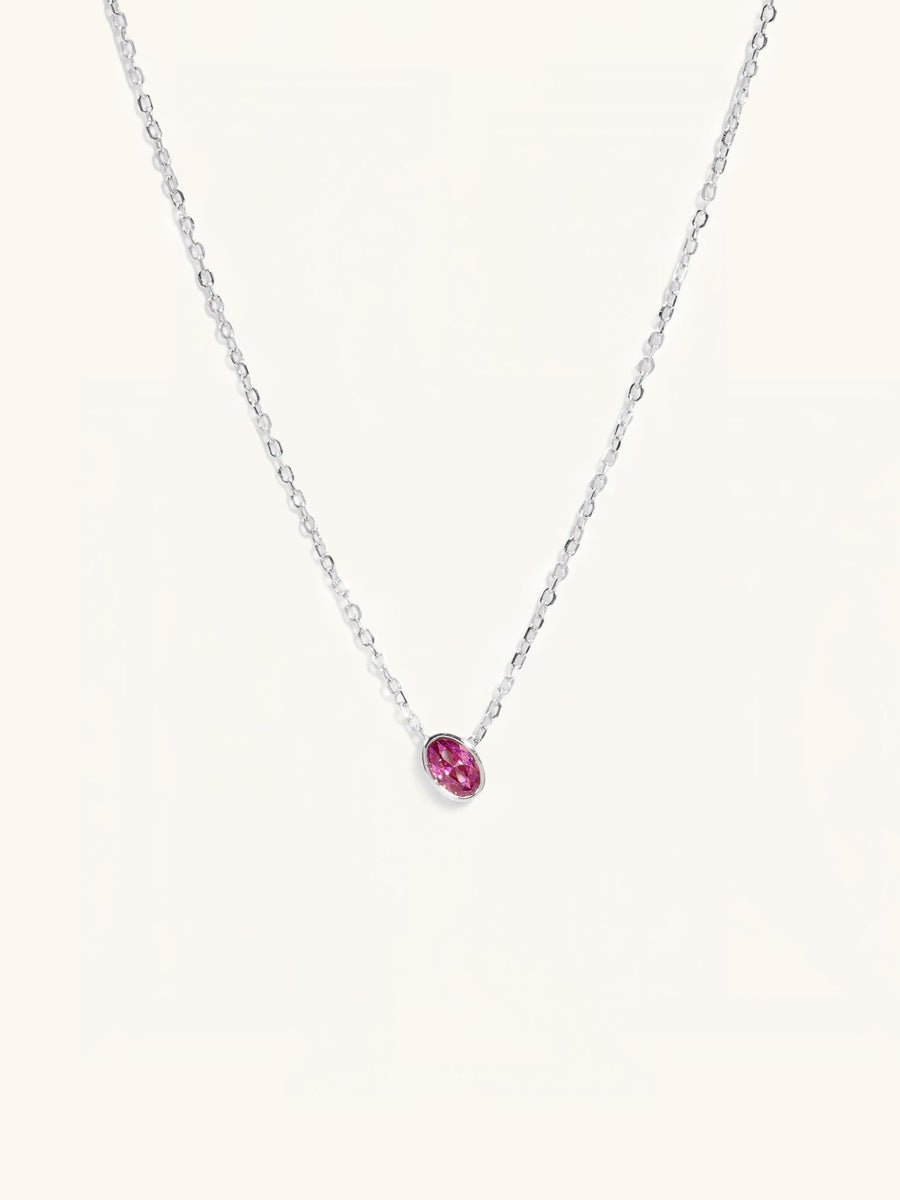 Ruby Birthstone Sterling Silver Necklace - Minimalist Lab