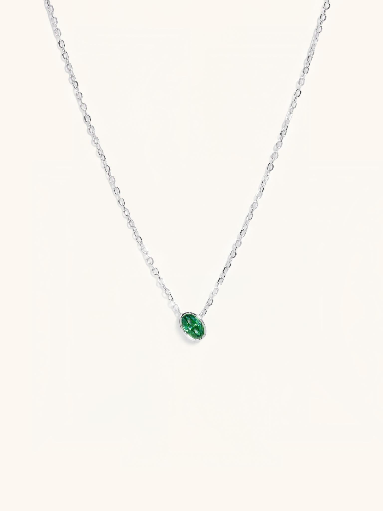 Emerald Necklace with Diamonds, Silver Necklace Emerald, selling Emerald Diamond Necklace, Emerald Necklace Silver, Emerald Birthstone Necklace Gift