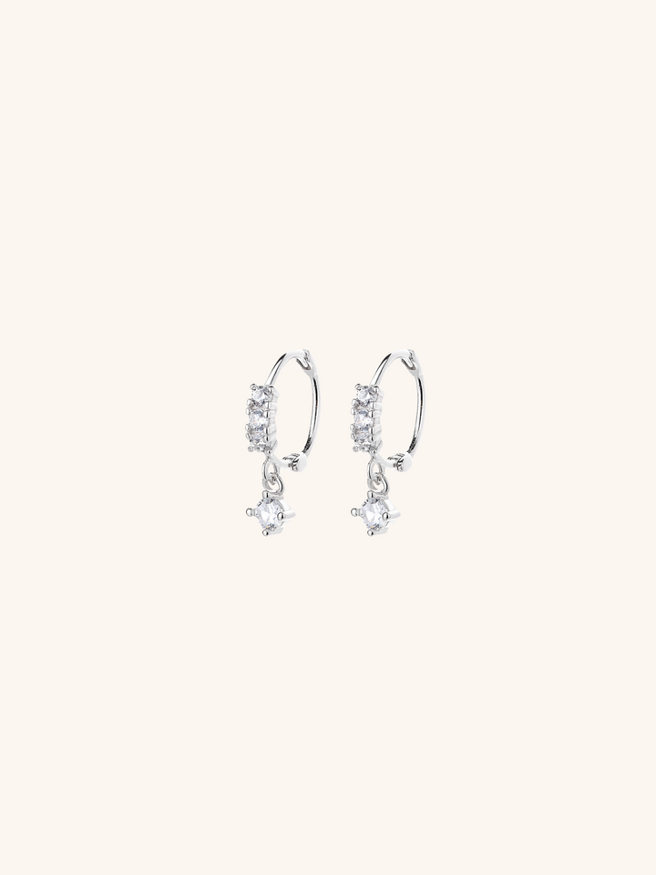 ANDREA Diamond Sterling Silver Earhoops