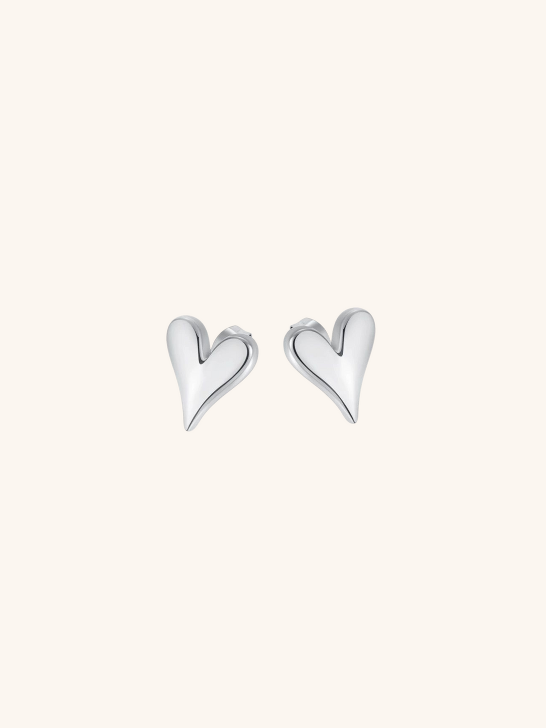 Slim Heart Stud Earrings