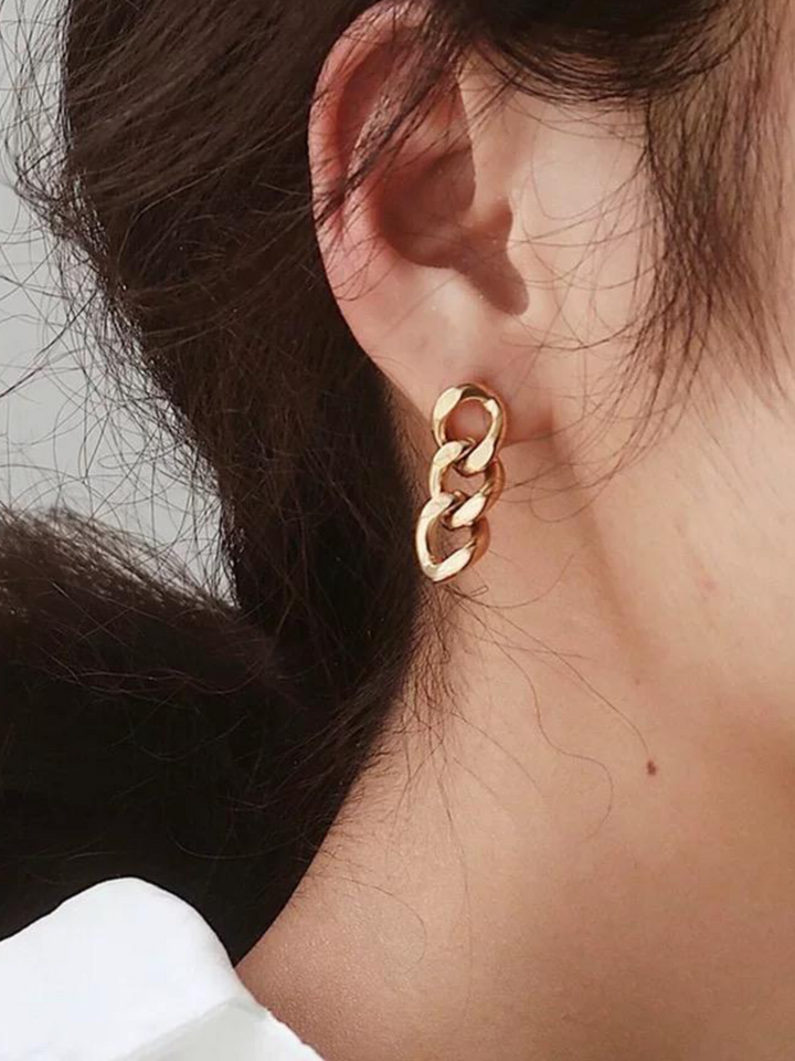 Curb Chain Stud Earrings