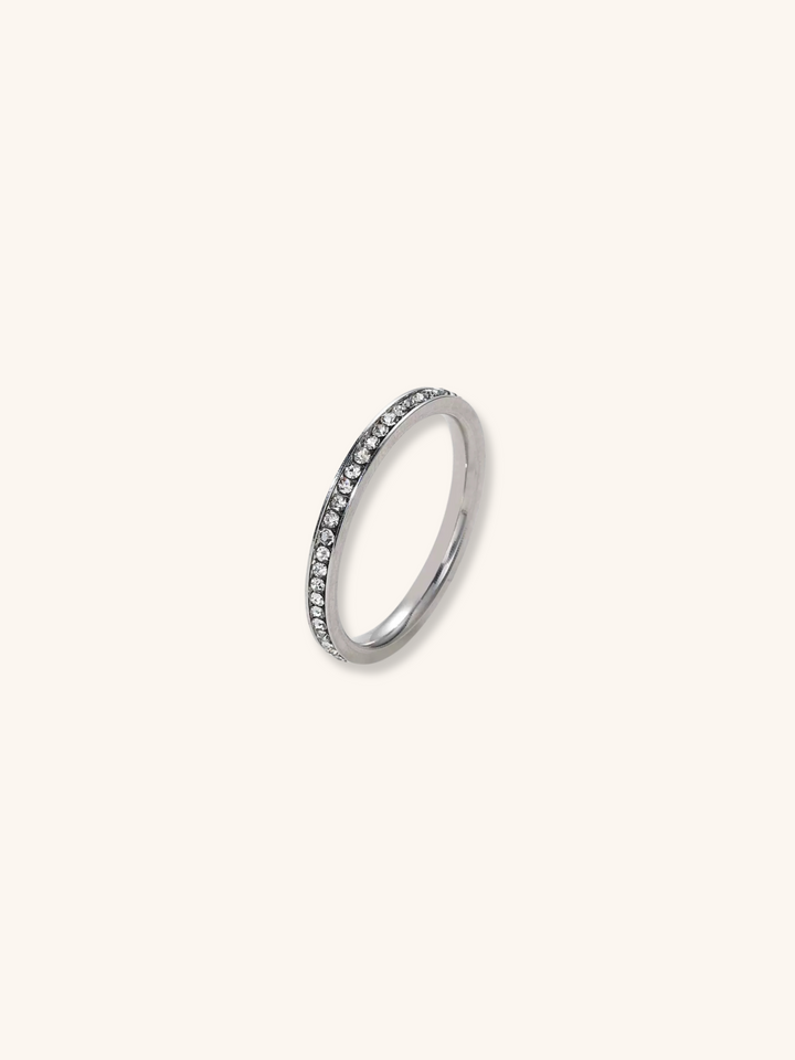 Pave Diamond Stainless Steel Ring