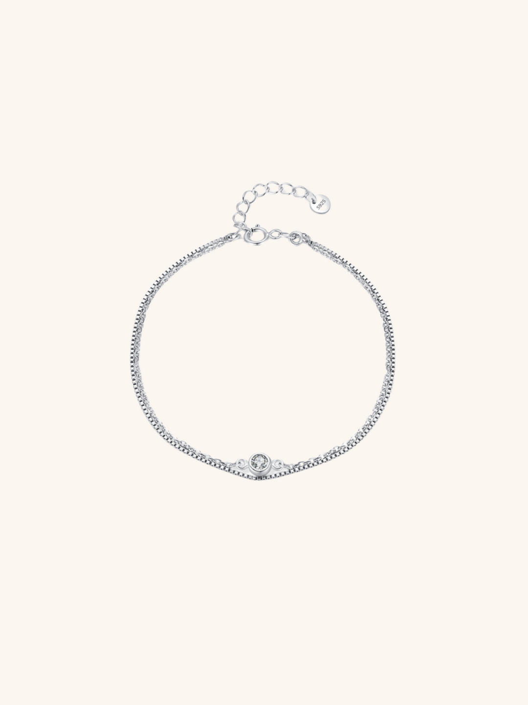 AVA Solitaire Layered Sterling Silver Bracelet