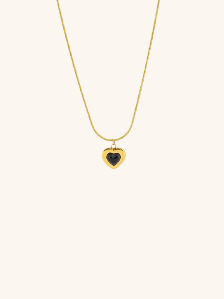 Black Enamel Heart Necklace