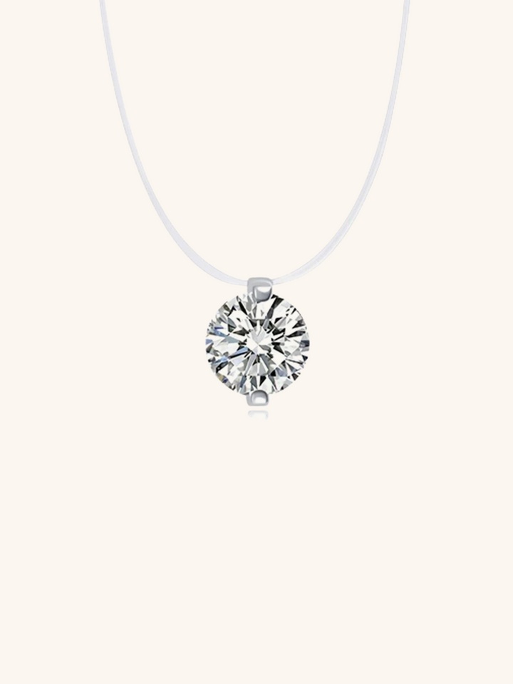 COURTNEY Solitaire Diamond Sterling Silver Necklace - Minimalist Lab