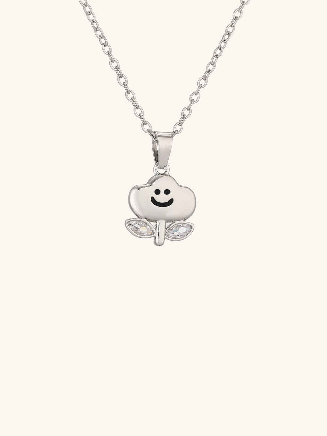 NOMI Smiley Flower Sterling Silver Necklace