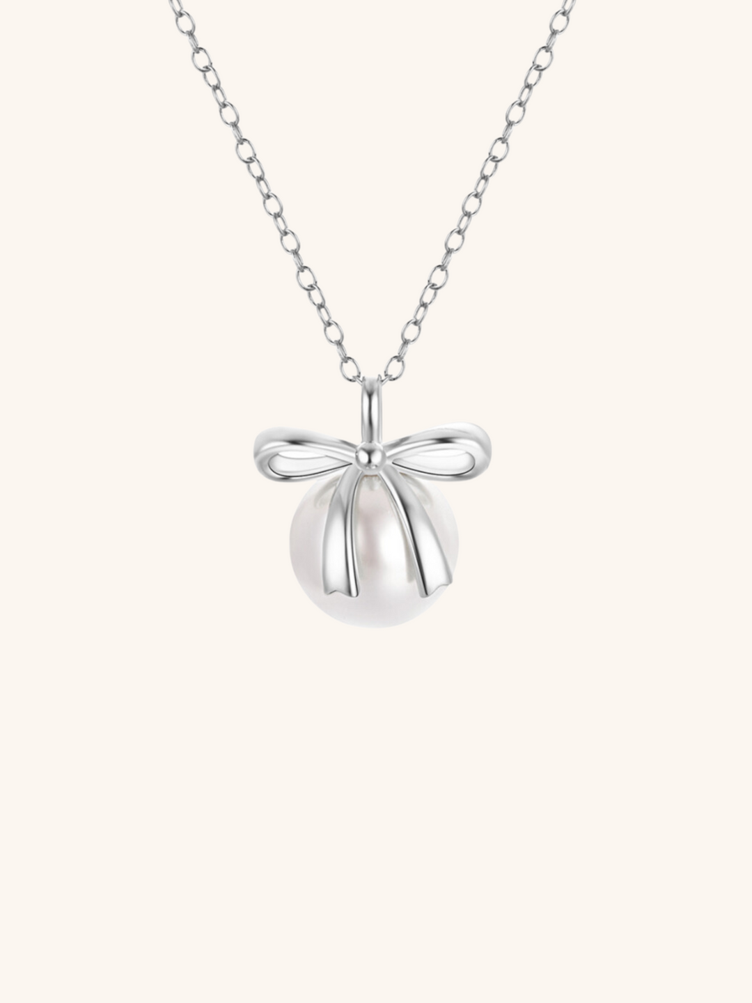 CASEY Ribbon Pearl Sterling Silver Necklace