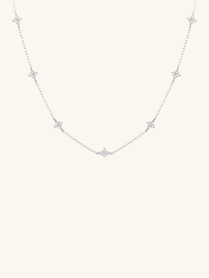 LAUREL Floral Diamonds Sterling Silver Necklace