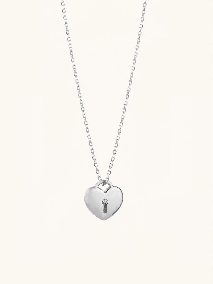 DAVINA Baby Heart Lock Sterling Silver Necklace - Minimalist Lab