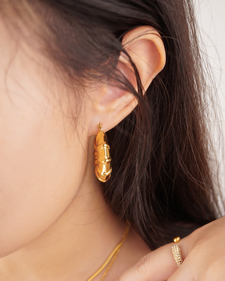 Sculpted Tube Hoop Earrings - Minimalist Lab