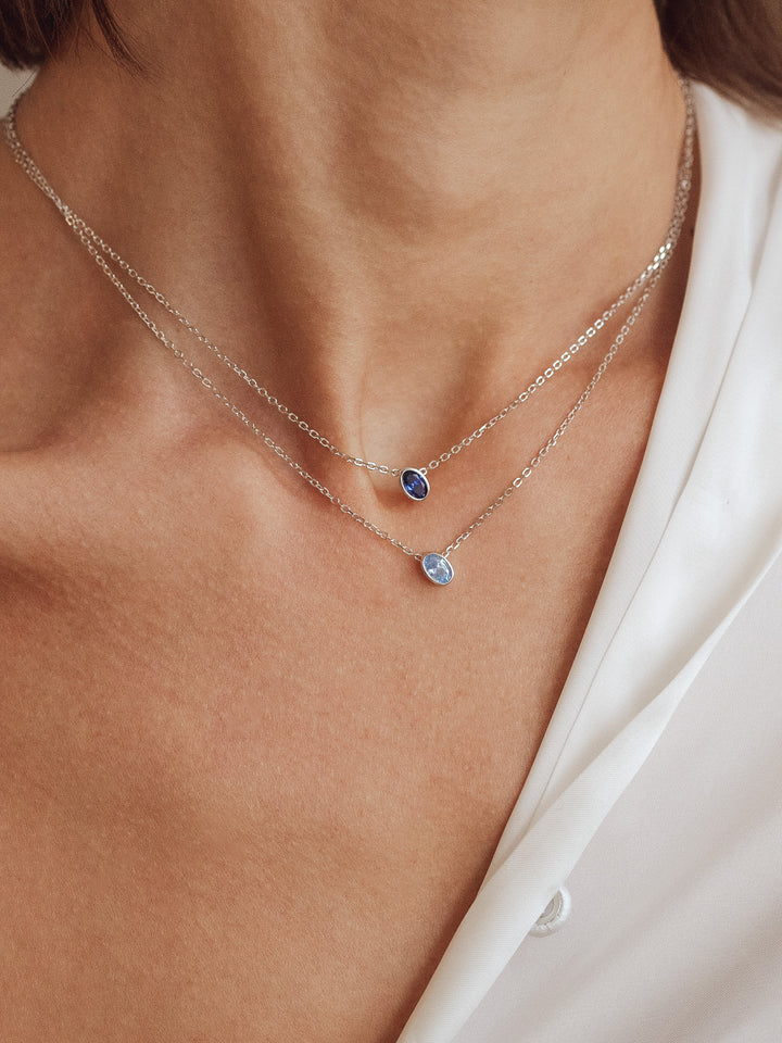 Sapphire Birthstone Sterling Silver Necklace