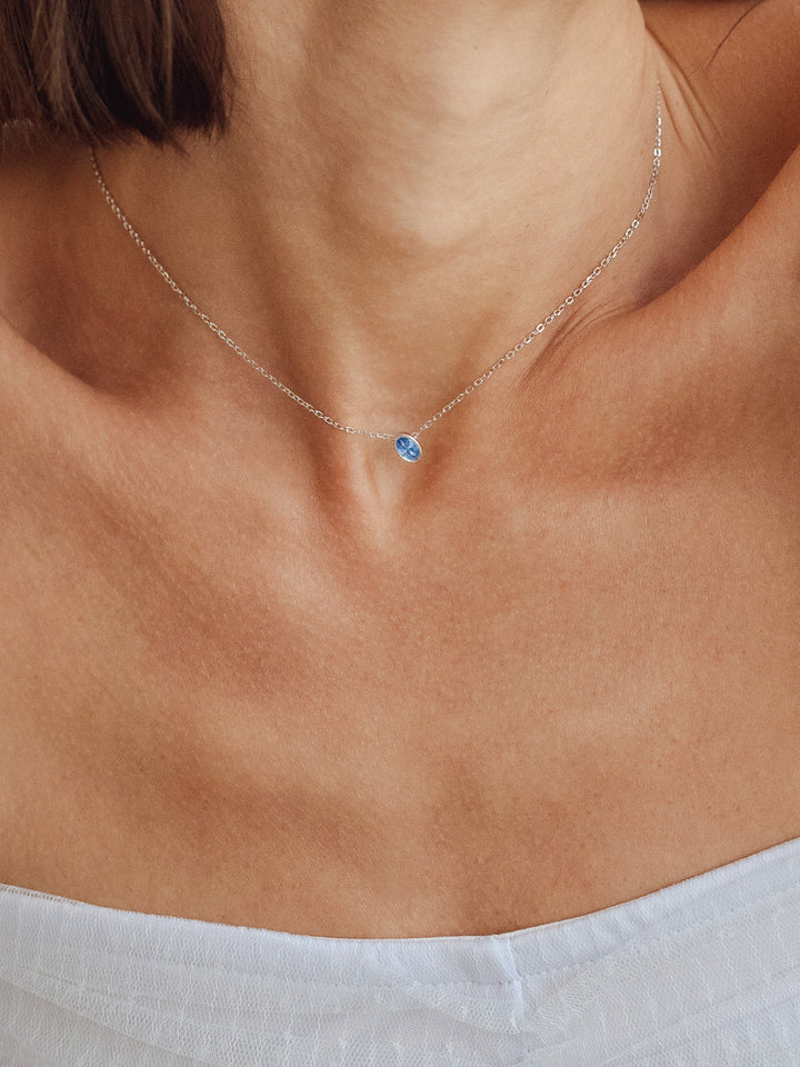 Blue Topaz Birthstone Sterling Silver Necklace