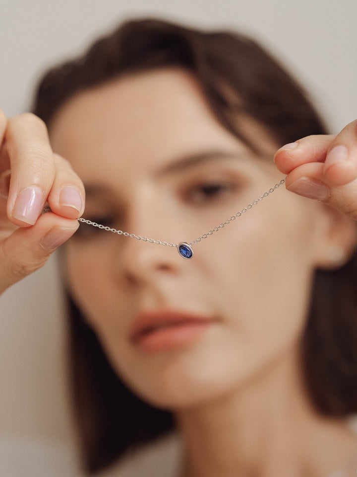 Sapphire Birthstone Sterling Silver Necklace