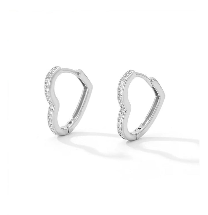 VENUS Diamond Heart Sterling Silver Ear Hoops