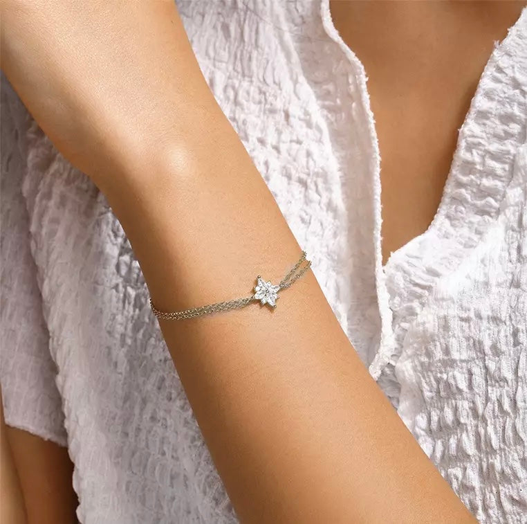 GLACE Diamond Snowflake Sterling Silver Bracelet