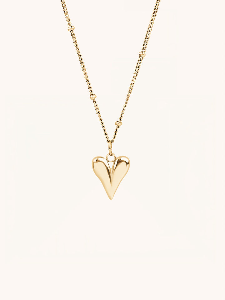 Heart Beaded Curb Chain Necklace