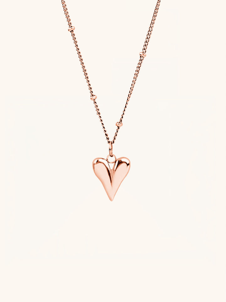 Heart Beaded Curb Chain Necklace