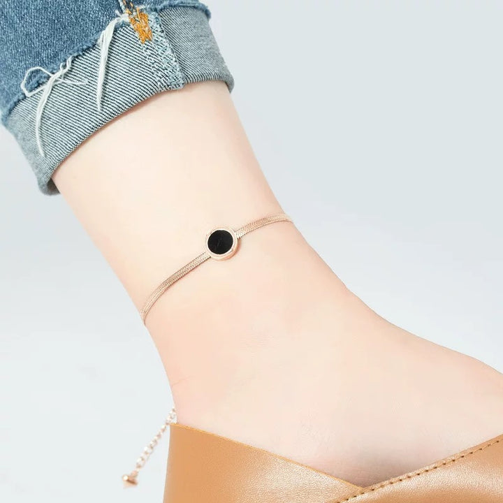 Roman Numeral Herringbone Anklet - Minimalist Lab