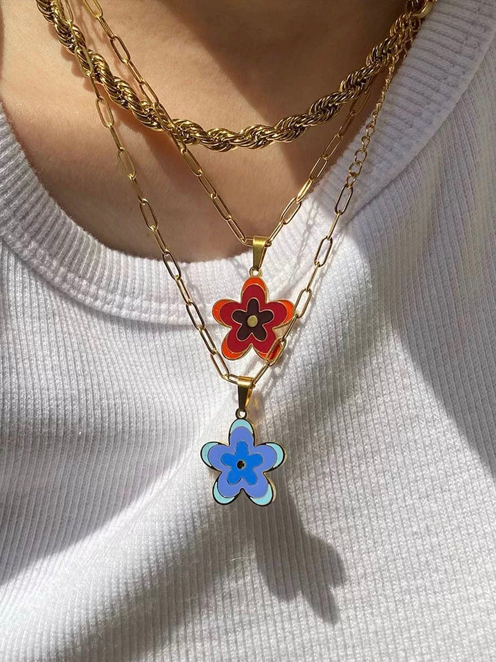 Blossom Flower Paperclip Chain Necklace