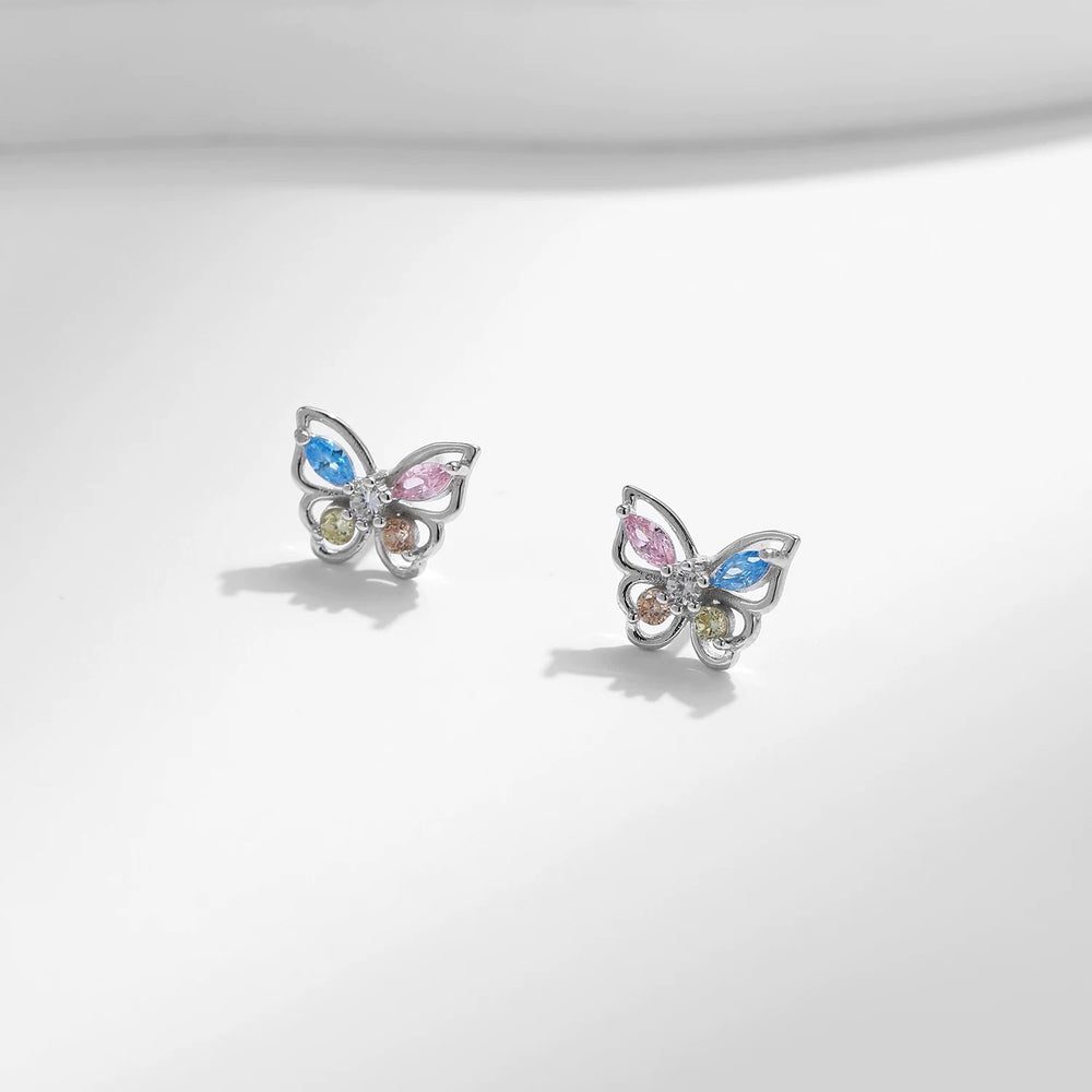 EMERSON Butterfly Diamond Sterling Silver Ear Studs - Minimalist Lab