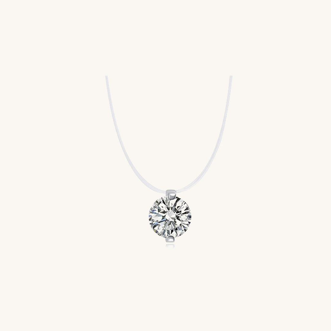 COURTNEY Solitaire Diamond Sterling Silver Necklace