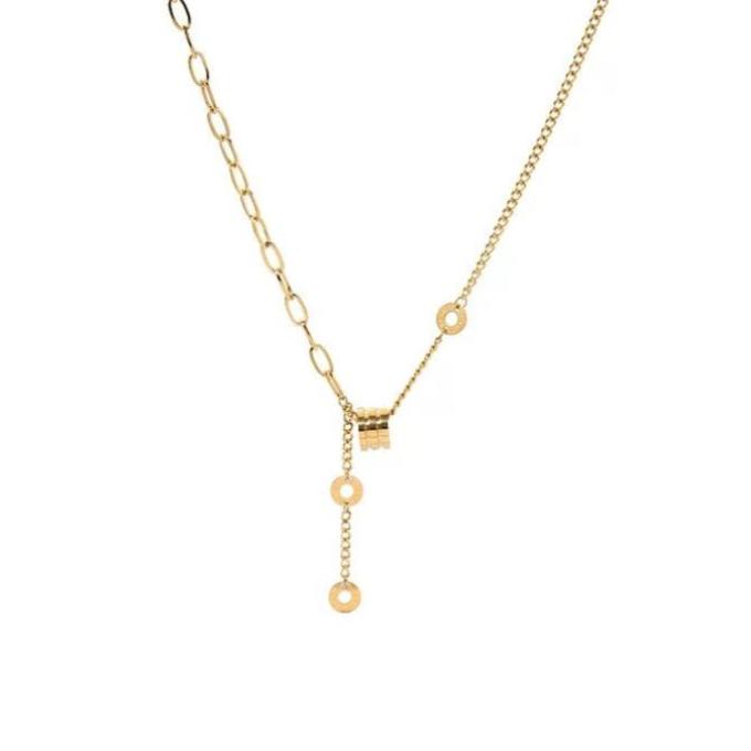 Bold Mixed Chain Lariat Necklace