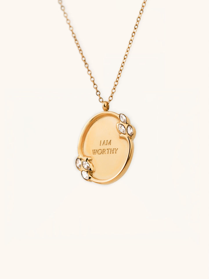 Golden Floral Affirmation Engravable Necklace