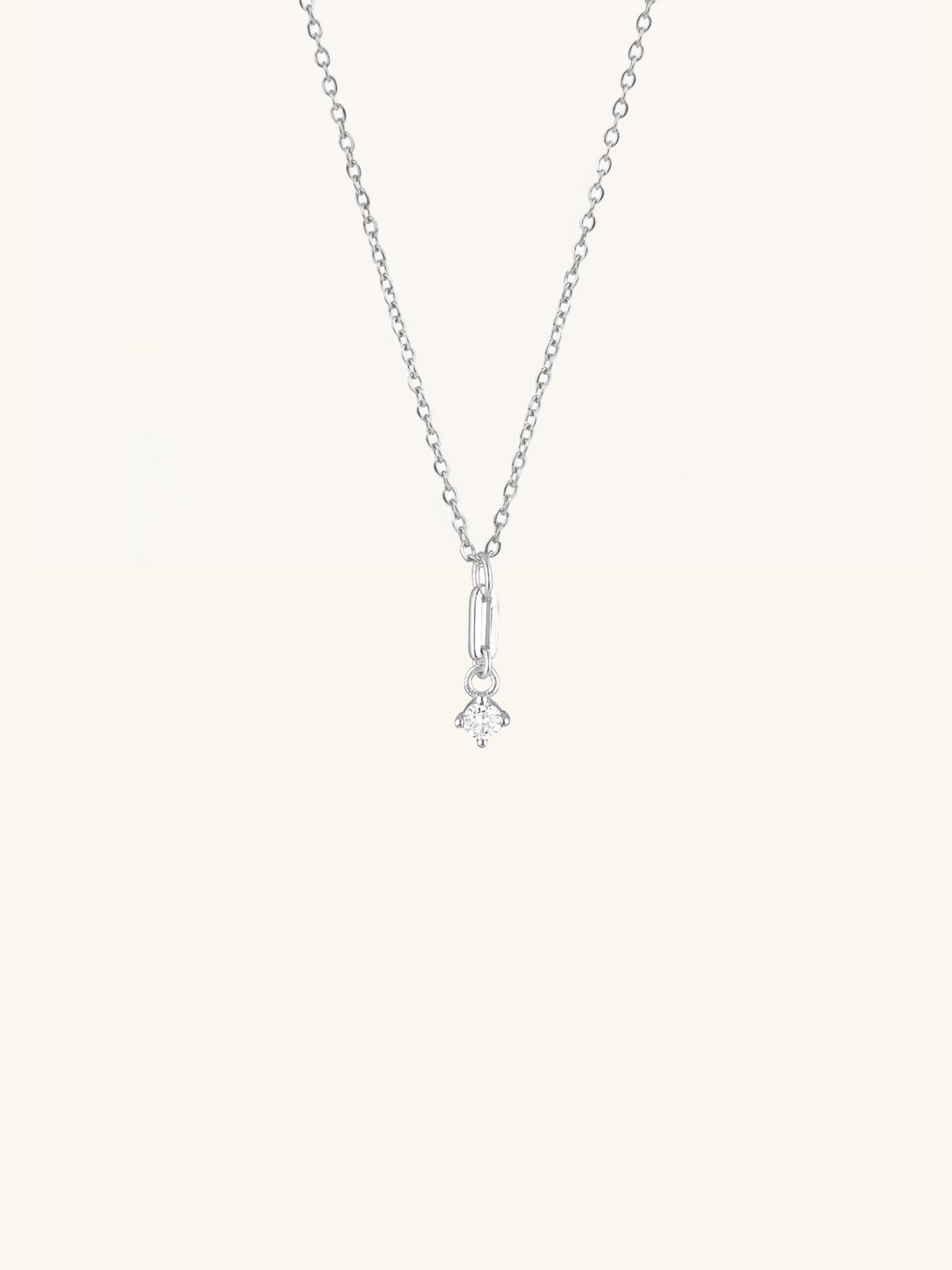 CAMILLE Diamond Drop Sterling Silver Necklace