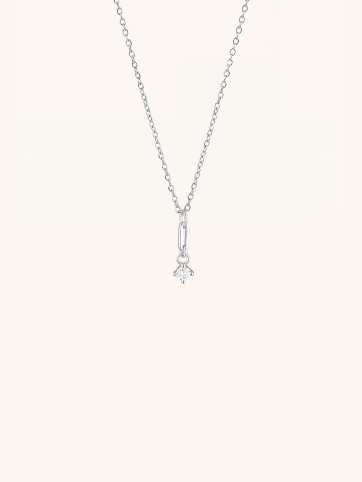 CAMILLE Diamond Drop Sterling Silver Necklace