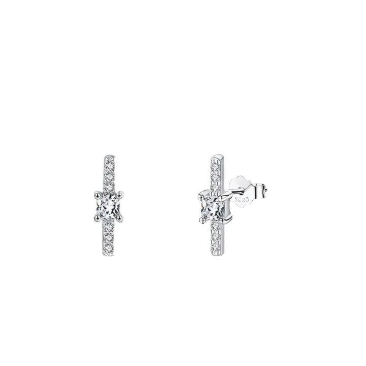 SAGE Bar Pavé Diamond Sterling Silver Ear Studs