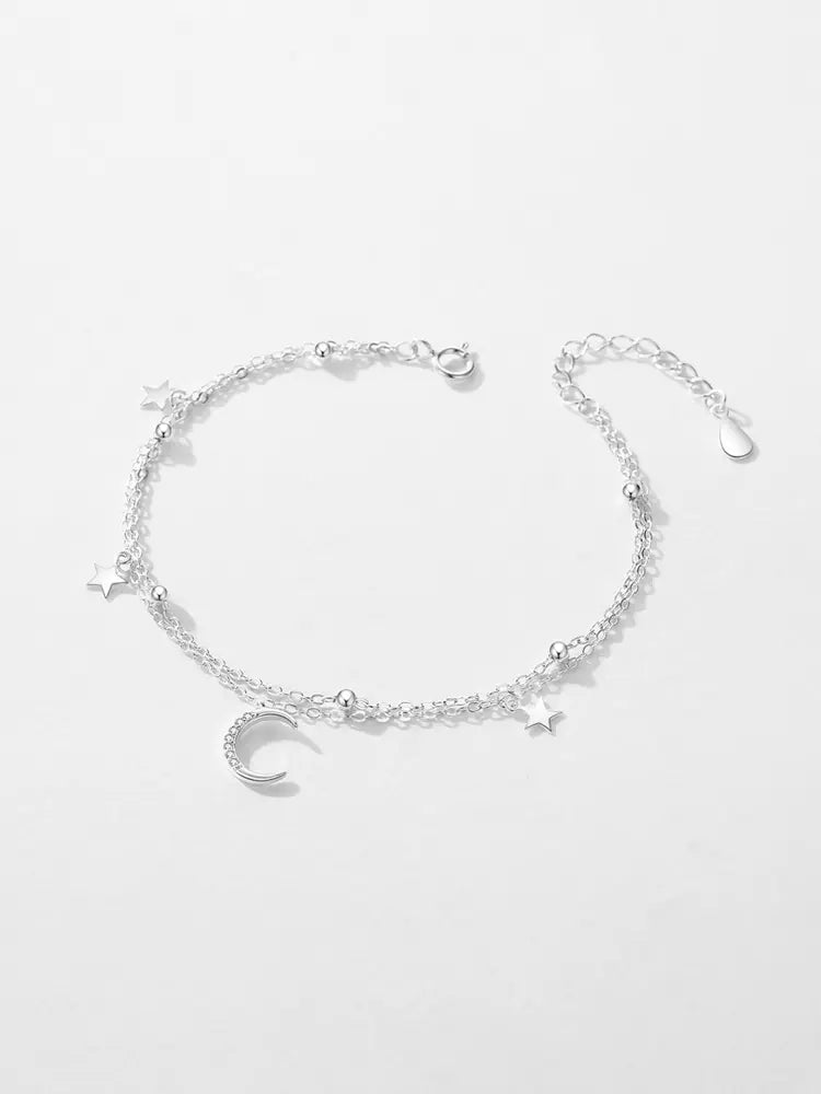 CRESSIDA Moon and Stars Sterling Silver Bracelet