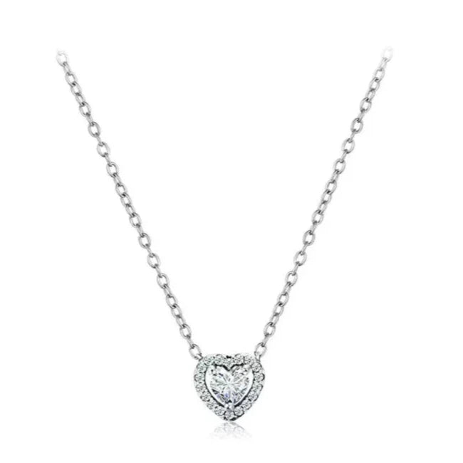 EMERY Heart Pavé Sterling Silver Necklace