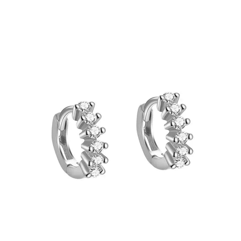 BAILEY Diamond Huggie Sterling Silver Ear Hoops