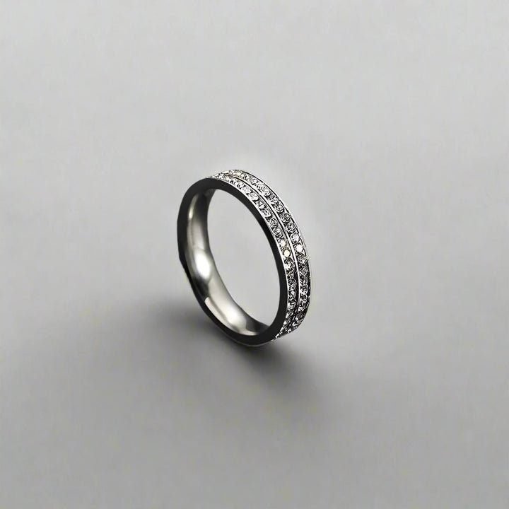 Pave Diamond Stainless Steel Ring