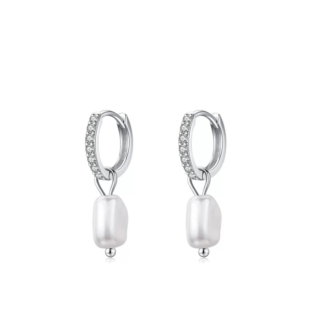 LUMI Baroque Pearls Sterling Silver Ear Hoops