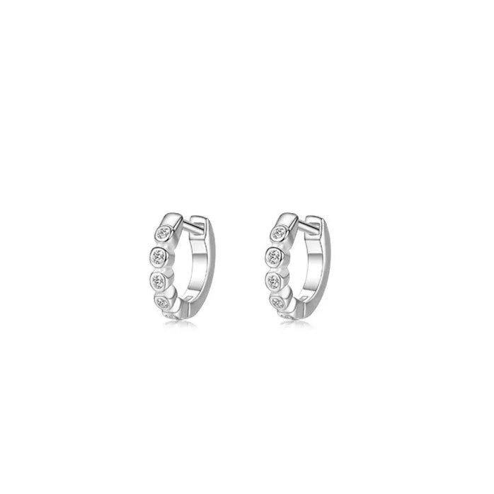 DIANA Diamond Huggie Sterling Silver Ear Hoops