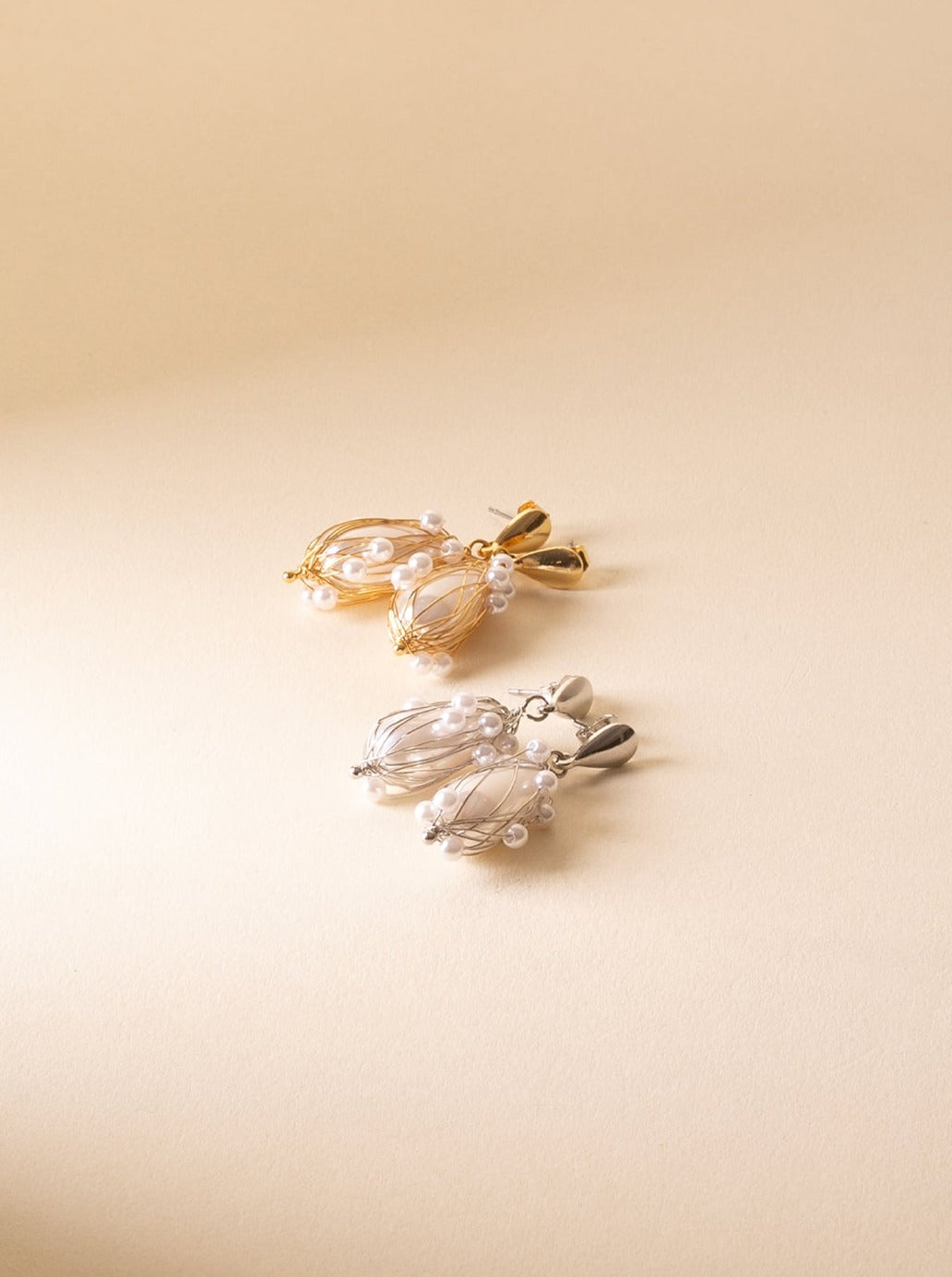 Blossom Pearls Dangle Stud Earrings - Minimalist Lab