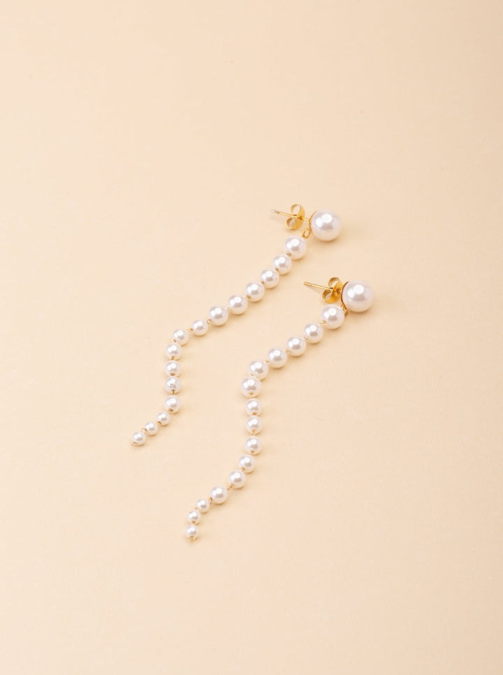 Majesty Pearl Dangling Stud Earrings - Minimalist Lab