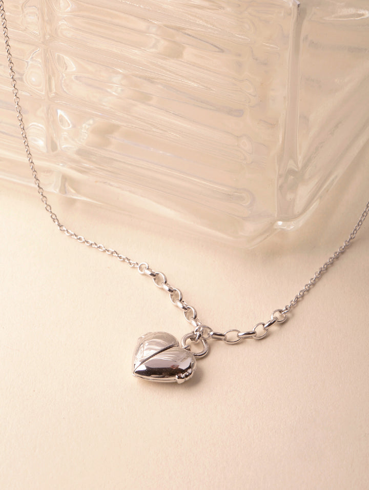 RAINE Heart Locket Sterling Silver Necklace - Minimalist Lab