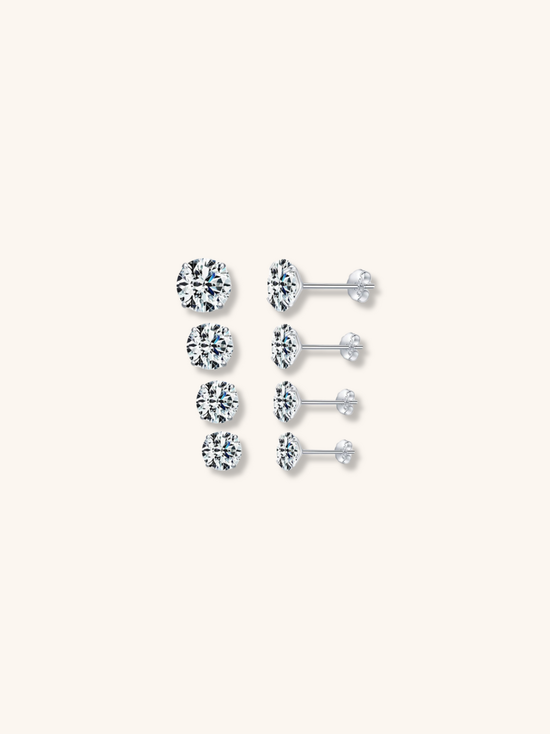 ELLA Diamond Sterling Silver Ear Studs