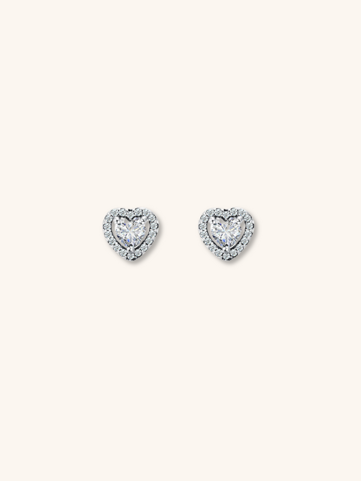 EMERY Heart Pavé Sterling Silver Ear Studs