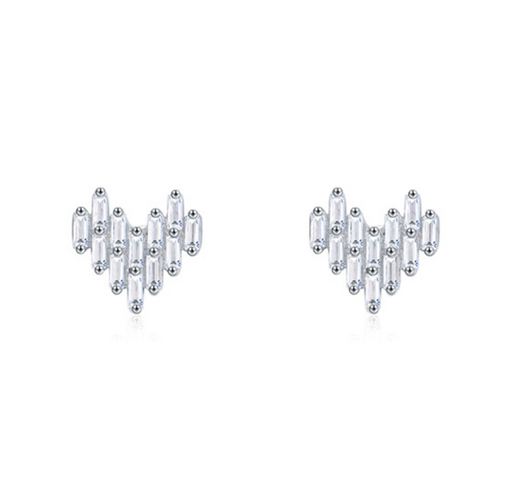 PIXEL Heart Sterling Silver Ear Studs