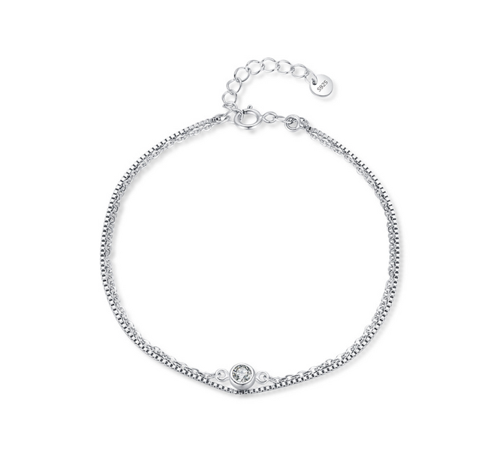 AVA Solitaire Layered Sterling Silver Bracelet