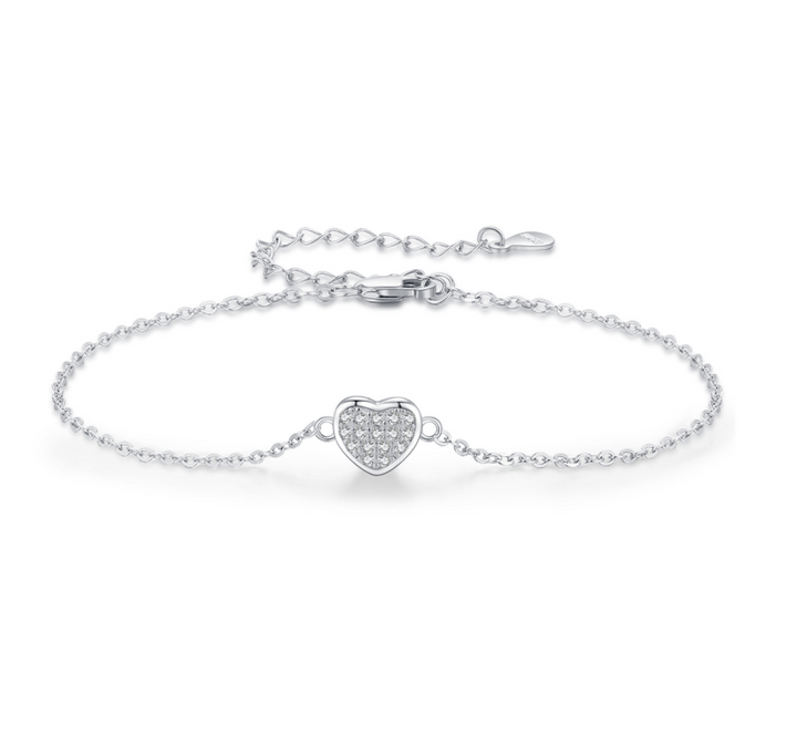 MAYA Diamond Heart Sterling Silver Bracelet