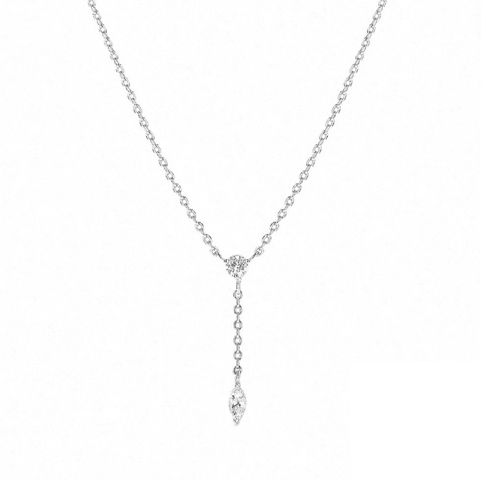 RILEY Diamond Lariat Sterling Silver Necklace