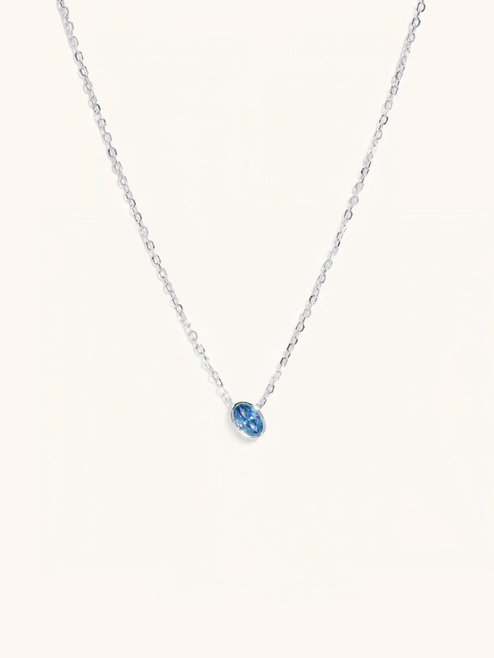 Blue Topaz Birthstone Sterling Silver Necklace