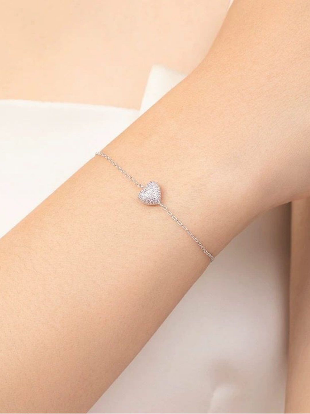 AIKO Pink Heart Sterling Silver Bracelet