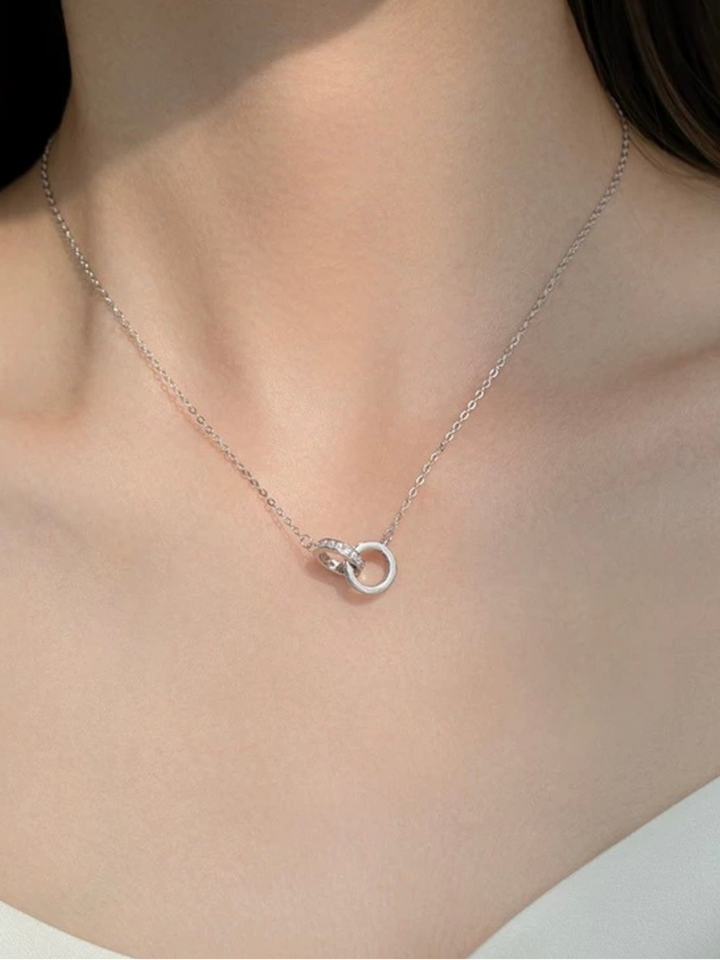 FINLEY Interlocked Diamonds Sterling Silver Necklace - Minimalist Lab