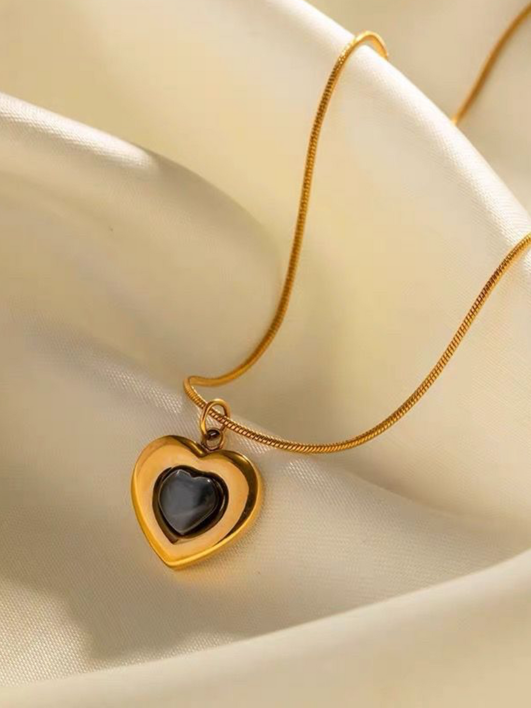 Black Enamel Heart Necklace